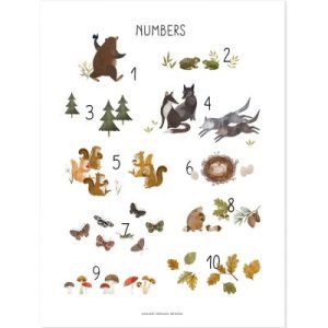 achetez Affiche nombres Woodland Animals (30 x 40 cm) Lilipinso au meilleur prix en promo