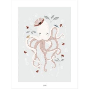 achetez Affiche pieuvre Lady octopus (30 x 40 cm) Lilipinso au meilleur prix en promo
