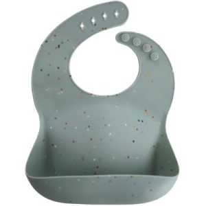 achetez Bavoir à poche en silicone Cambridge blue confetti Mushie au meilleur prix en promo