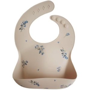 achetez Bavoir à poche en silicone Lilac flowers Mushie au meilleur prix en promo