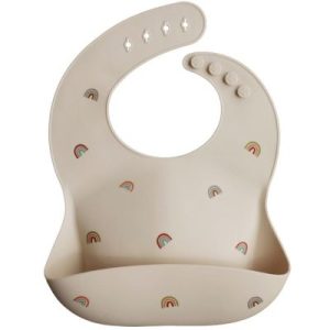achetez Bavoir à poche en silicone Rainbows Mushie au meilleur prix en promo