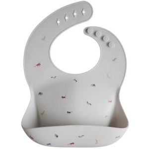 achetez Bavoir à poche en silicone Safari light grey Mushie au meilleur prix en promo
