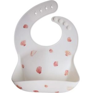 achetez Bavoir à poche en silicone Sea Shells Ivory Mushie au meilleur prix en promo