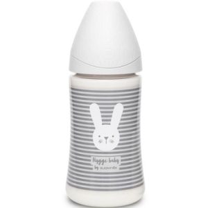 achetez Biberon Hygge Baby lapin rayé gris (270 ml) Suavinex au meilleur prix en promo