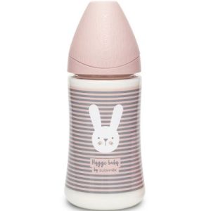 achetez Biberon Hygge Baby lapin rayé rose (270 ml) Suavinex au meilleur prix en promo
