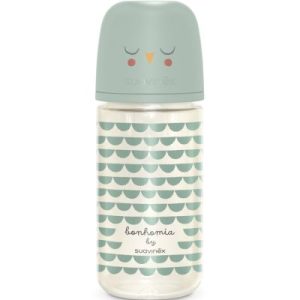 achetez Biberon en verre tétine SXPro M Bonhomia vert d'eau (240 ml) Suavinex au meilleur prix en promo