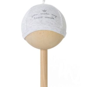 achetez Bonnet de naissance en coton You make my heart smile Gris BAMBAM au meilleur prix en promo