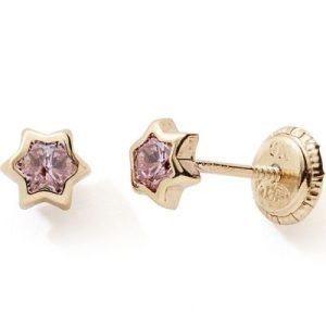 achetez Boucles d'oreilles Etoile rose (or jaune 375°) Babybijoux au meilleur prix en promo