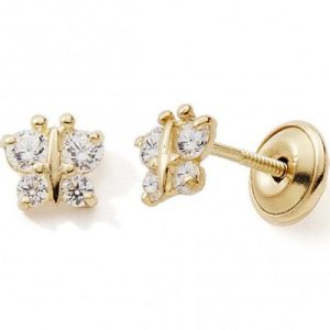 achetez Boucles d'oreilles Papillon zirconium (or jaune 375°) Baby bijoux au meilleur prix en promo