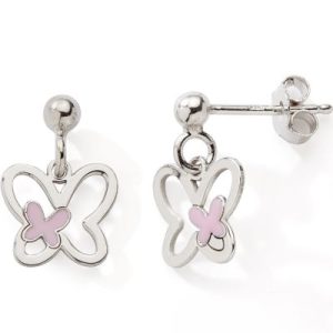 achetez Boucles d'oreilles pendantes Papillon rose (argent) Baby bijoux au meilleur prix en promo