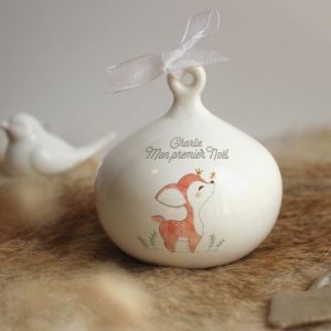achetez Boule de Noël en porcelaine Petit Faon (personnalisable) Gaëlle Duval au meilleur prix en promo