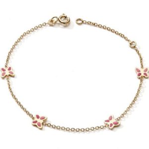 achetez Bracelet Papillon rose (or jaune 375°) Baby bijoux au meilleur prix en promo