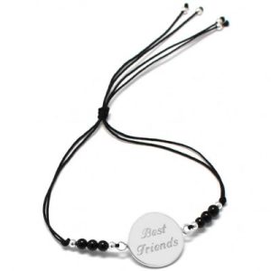 achetez Bracelet cordon Rainbow Médaille noir personnalisable (argent 925°) Petits trésors au meilleur prix en promo