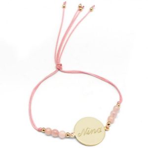 achetez Bracelet cordon Rainbow Médaille rose personnalisable (plaqué or) Petits trésors au meilleur prix en promo