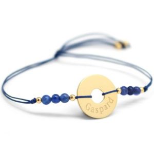 achetez Bracelet cordon Rainbow Mini jeton bleu marine personnalisable (plaqué or) Petits trésors au meilleur prix en promo