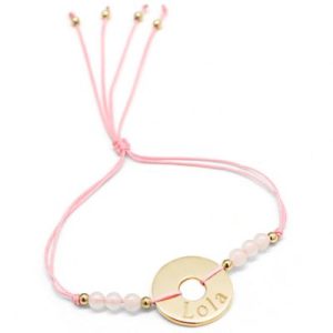 achetez Bracelet cordon Rainbow Mini jeton rose personnalisable (plaqué or) Petits trésors au meilleur prix en promo