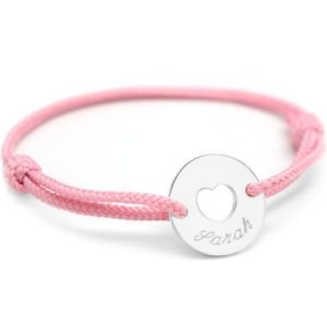 achetez Bracelet cordon maman Mini jeton coeur (argent 925°) Petits trésors au meilleur prix en promo