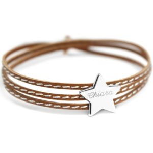 achetez Bracelet cuir maman Amazone étoile (argent 925°) Petits trésors au meilleur prix en promo
