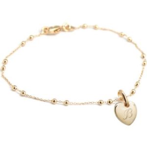 achetez Bracelet médaille coeur chaîne perlée personnalisable (plaqué or) Petits trésors au meilleur prix en promo