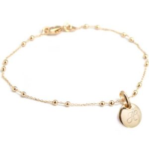achetez Bracelet médaille ronde chaîne perlée personnalisable (plaqué or) Petits trésors au meilleur prix en promo