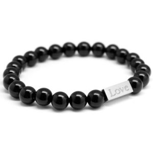 achetez Bracelet papa perles noires personnalisable (acier) Petits trésors au meilleur prix en promo