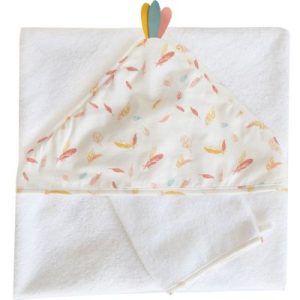 achetez Cape de bain bordée et gant de toilette Happy (75 x 75 cm) Domiva au meilleur prix en promo