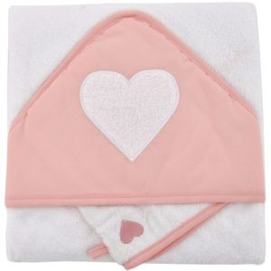 achetez Cape de bain brodée et gant coeur corail Domiva au meilleur prix en promo