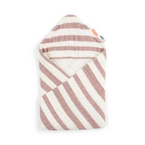 achetez Cape de bain en coton biologique rayures roses (70 x 70 cm) Done by Deer au meilleur prix en promo