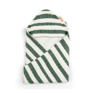 achetez Cape de bain en coton biologique rayures vertes (70 x 70 cm) Done by Deer au meilleur prix en promo