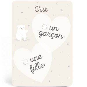 achetez Carte annonce fille ou garçon ours blanc Zü au meilleur prix en promo