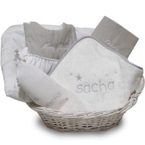 achetez Coffret de naissance corbeille gris (personnalisable) ANVIE au meilleur prix en promo