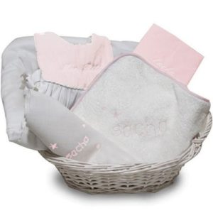 achetez Coffret de naissance corbeille rose (personnalisable) ANVIE au meilleur prix en promo