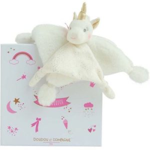achetez Coffret doudou plat licorne or Le doudou (22 cm) Doudou et Compagnie au meilleur prix en promo