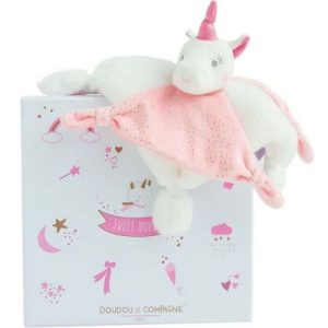 achetez Coffret doudou plat licorne rose (22 cm) Doudou et Compagnie au meilleur prix en promo