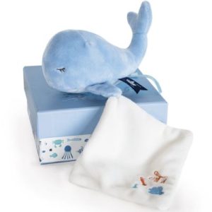 achetez Coffret peluche avec doudou baleine bleue (15 cm) Doudou et Compagnie au meilleur prix en promo