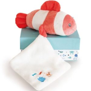 achetez Coffret peluche avec doudou poisson mignon corail (16 cm) Doudou et Compagnie au meilleur prix en promo