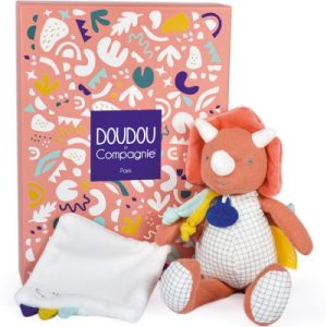 achetez Coffret peluche dinosaure Lou terracotta Calinosaures (25 cm) Doudou et Compagnie au meilleur prix en promo