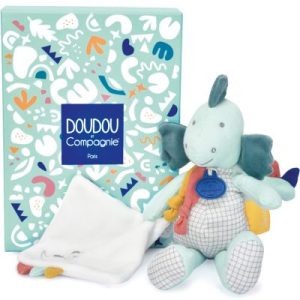 achetez Coffret peluche dinosaure amande Filou Calinosaures (25 cm) Doudou et Compagnie au meilleur prix en promo