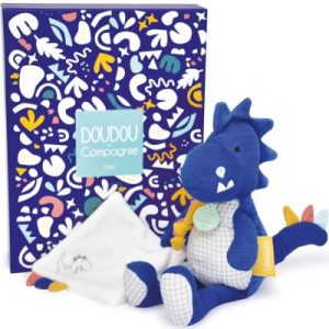 achetez Coffret peluche dinosaure bleu Sashou Calinosaures (25 cm) Doudou et Compagnie au meilleur prix en promo