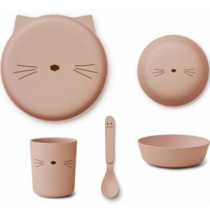 achetez Coffret repas en bioplastique Brody Cat rose blush (4 pièces) Liewood au meilleur prix en promo