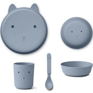 achetez Coffret repas en bioplastique Brody Rabbit Stormy blue (4 pièces) Liewood au meilleur prix en promo
