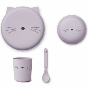 achetez Coffret repas en bioplastique Brody chat lavender (4 pièces) Liewood au meilleur prix en promo