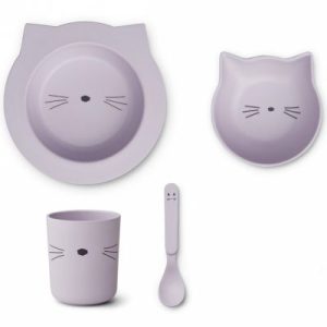 achetez Coffret repas en bioplastique Joana chat lavender (4 pièces) Liewood au meilleur prix en promo