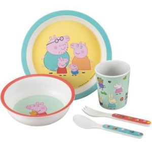 achetez Coffret repas en mélamine Peppa Pig (5 pièces) Petit Jour Paris au meilleur prix en promo