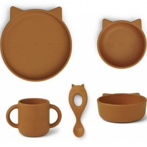 achetez Coffret repas en silicone Vivi Cat mustard (4 pièces) Liewood au meilleur prix en promo