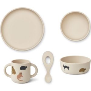 achetez Coffret repas en silicone Vivi Miauw Apple blossom mix (4 pièces) Liewood au meilleur prix en promo