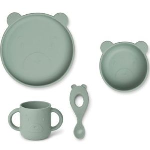 achetez Coffret repas en silicone Vivi Mr bear Peppermint (4 pièces) Liewood au meilleur prix en promo