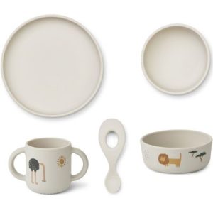 achetez Coffret repas en silicone Vivi Safari sandy mix (4 pièces) Liewood au meilleur prix en promo