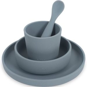 achetez Coffret repas en silicone storm grey gris (4 pièces) Jollein au meilleur prix en promo