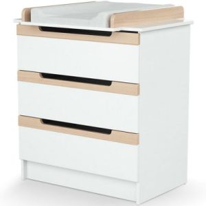 achetez Commode à langer en bois de hêtre verni Carrousel blanc AT4 au meilleur prix en promo